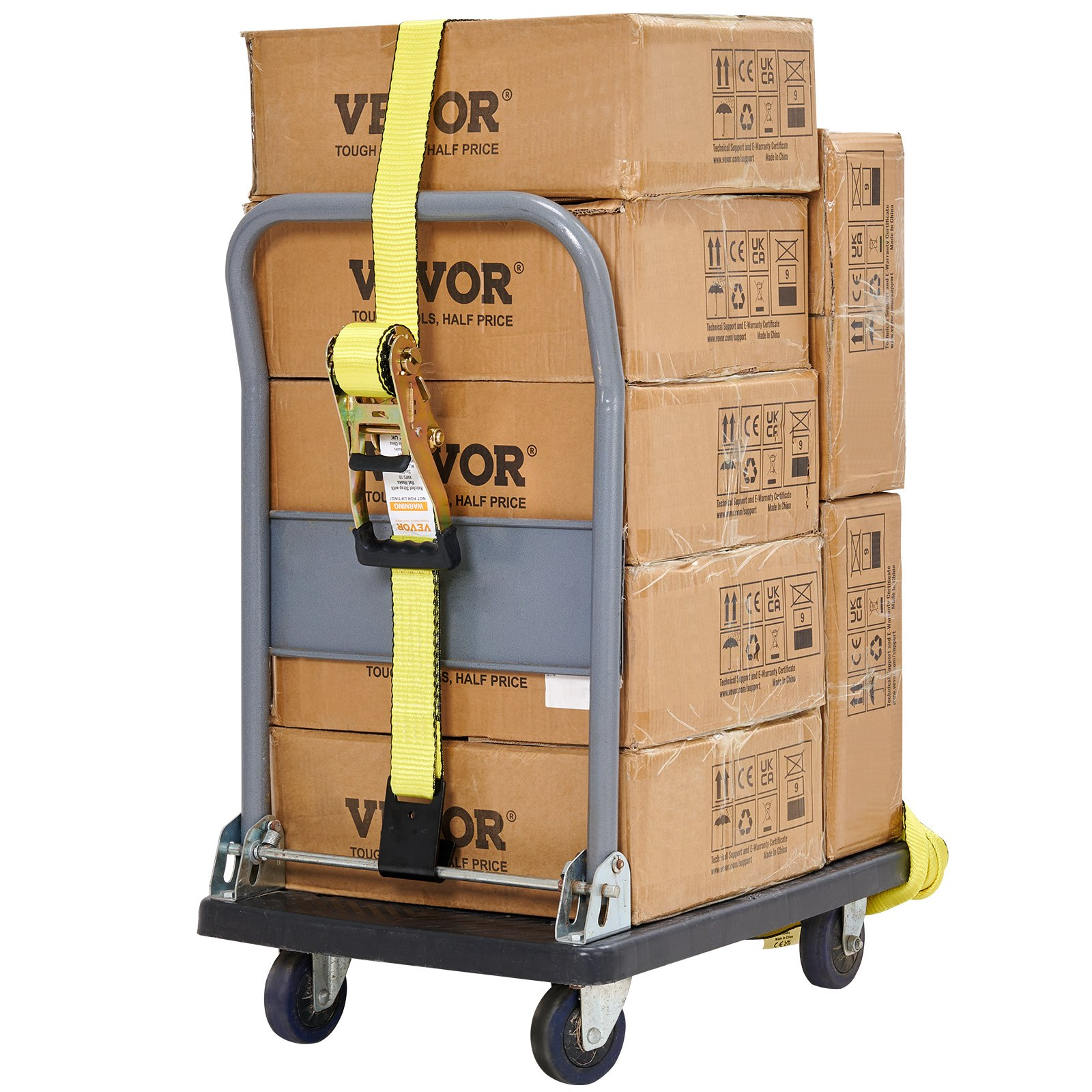 VEVOR Ratchet Tie Down Straps (10PK), 10000 lb Break Strength, Endless Ratchet with 10 Premium 2" x 30' Tie Downs Heavy Duty, Track Spring Fittings for Moving Securing Cargo, Appliances, Motorcycle