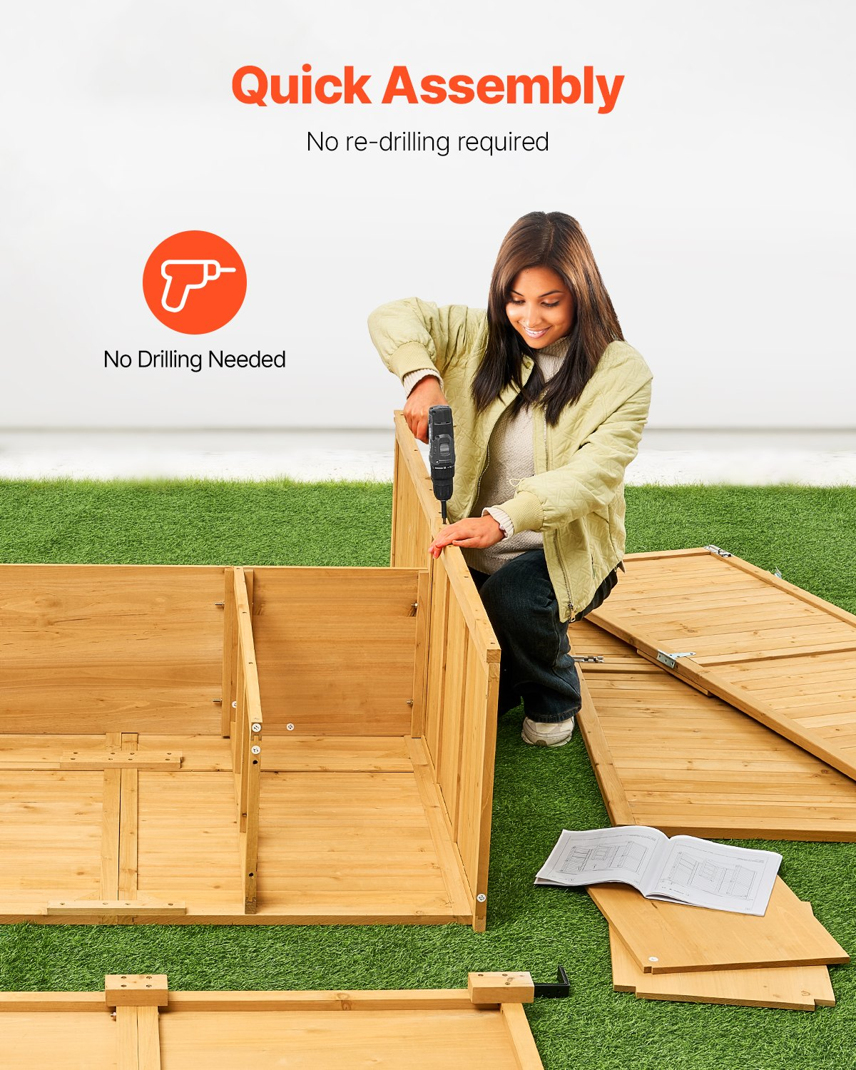 VEVOR Outdoor Wooden Storage Shed Waterproof Garden Tool Shed 55x67.5 inch