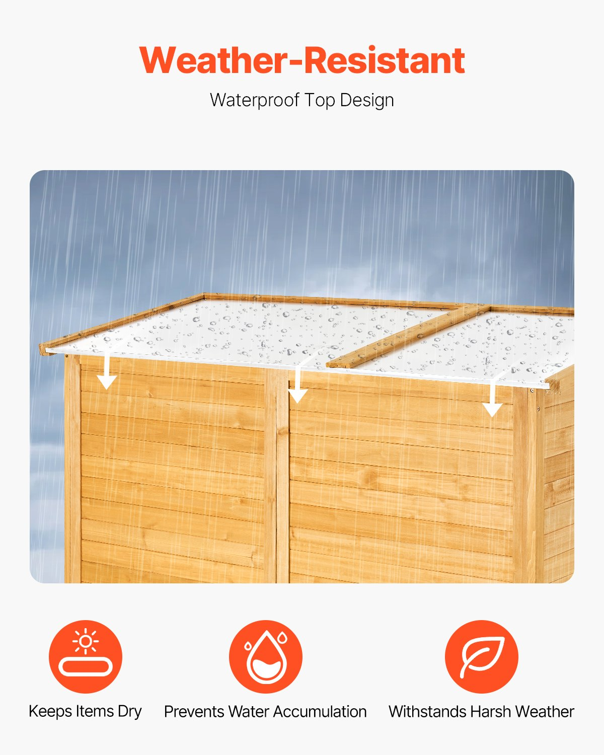 VEVOR Outdoor Wooden Storage Shed Waterproof Garden Tool Shed 55x67.5 inch