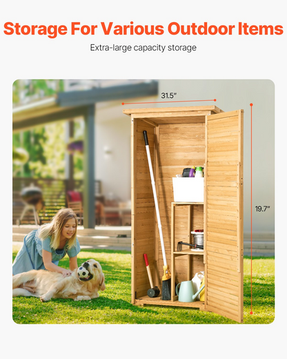 VEVOR Outdoor Wooden Storage Shed Waterproof Garden Tool Shed 31.5x63.8 inch