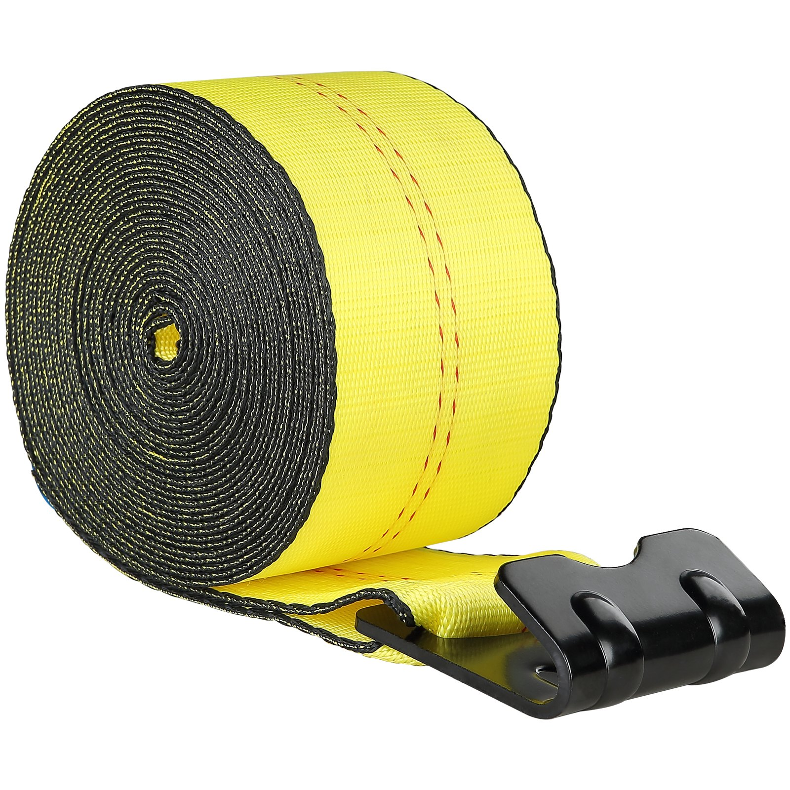 VEVOR Winch Straps, 4" x 40', 6000 lbs Load Capacity, 18000 lbs Break Strength, Truck Straps with Flat Hook, Flatbed Tie Downs Cargo Control for Trailers, Farms, Rescues, Tree Saver, Yellow (10 Pack)