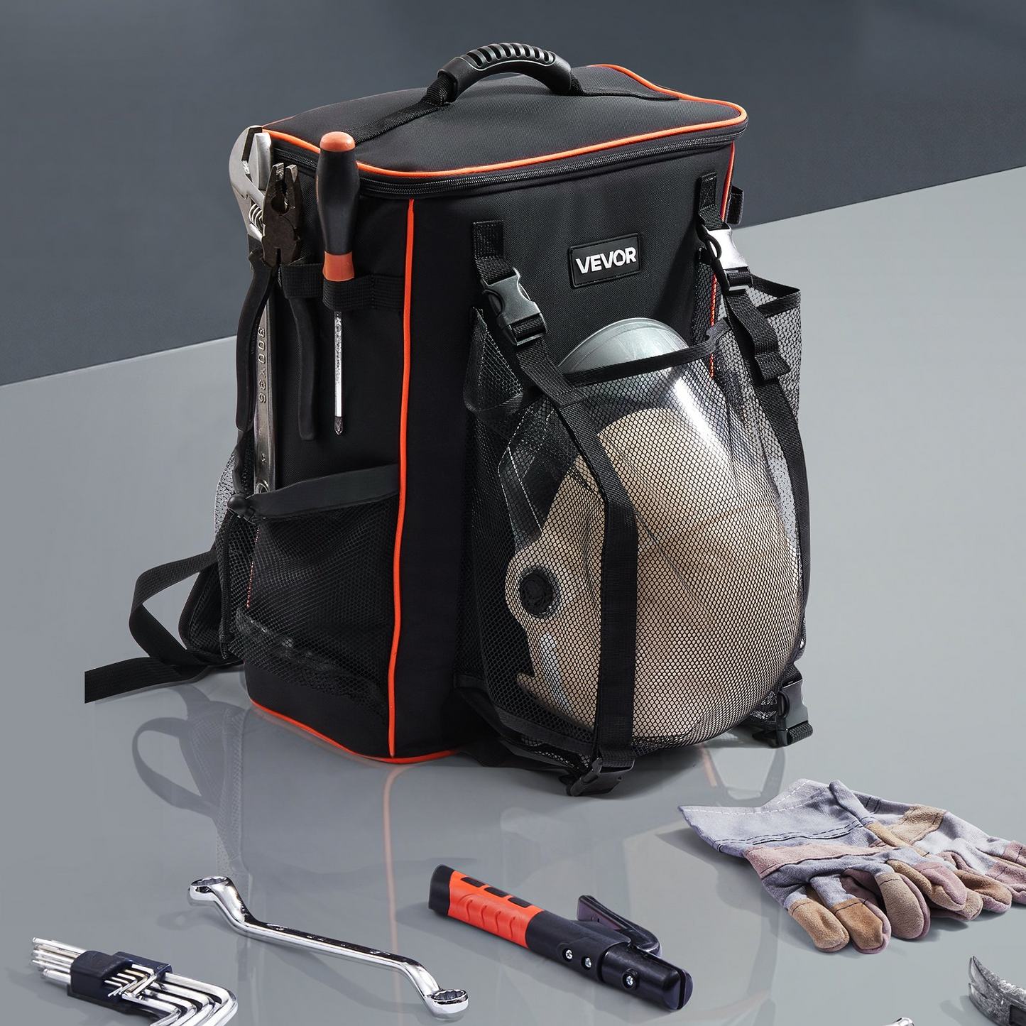 VEVOR 35.6L Welding Backpack 600D Polyester Welder Backpack for Tools and Helmet