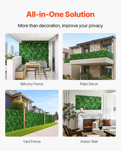 VEVOR Artificial Grass Wall Panels 12 PCS 20 x 20 inch 3D Greenery for Decor