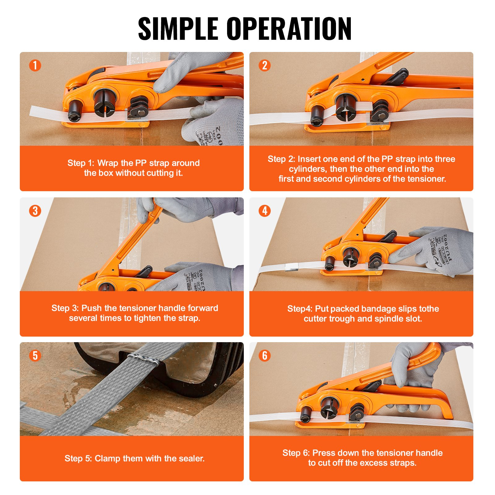 VEVOR Banding Strapping Kit with Strapping Tensioner Tool, Banding Sealer Tool, 1000 m Length PP Band, 1000 Metal Seals, Pallet Packaging Strapping Banding Kit Banding Packaging Strapping for Packing
