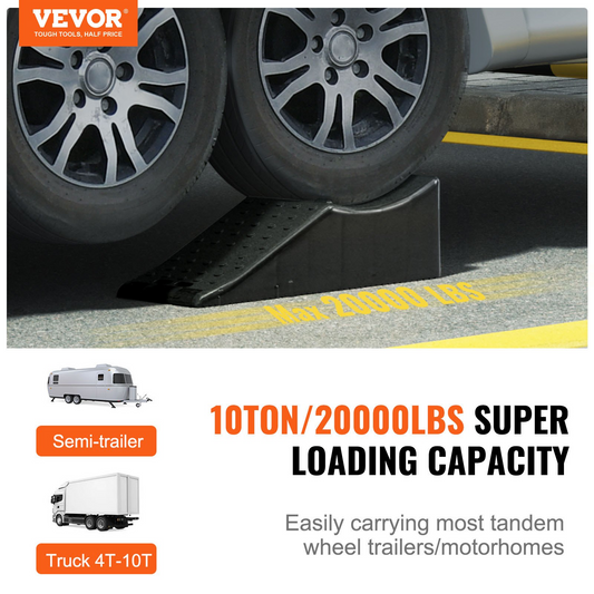 VEVOR Car Ramp, 1 Piece Low Profile Car Service Ramp, 9071.8 kg Loading Capacity, 14 cm Lift Height Car Ramp, Heavy Duty Tire Ramp for Oil Changes Car Lift and Vehicle Maintenance