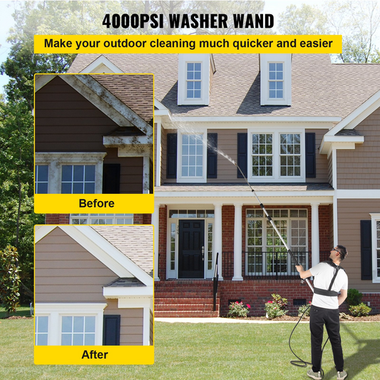 VEVOR Pressure Washer Wand Telescoping 548.6 cm 4000psi Telescopic Pressure Washer Wand with Strap Belt 0.95 cm Quick Connector Extension Pole for Power Washer Spray Lance 5 Nozzles Driveway Building Car