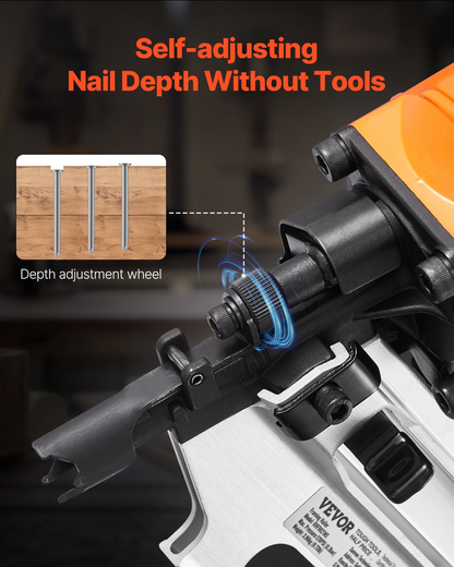 VEVOR Framing Nailer 50 to 90 mm 21° Full Round Head Pneumatic Framing Nailer