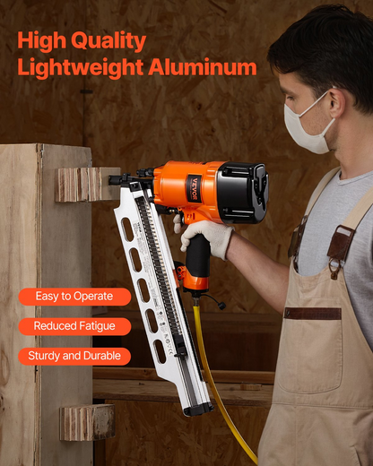 VEVOR Framing Nailer 50 to 90 mm 21° Full Round Head Pneumatic Framing Nailer