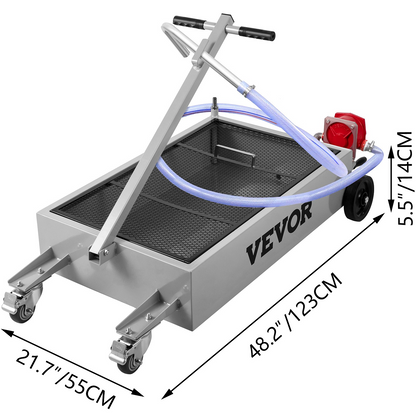 VEVOR Low Profile Oil Drain Pan Truck Drain Pan 15 Gallon with Pump Hose Casters