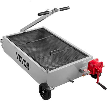 VEVOR Low Profile Oil Drain Pan Truck Drain Pan 15 Gallon with Pump Hose Casters