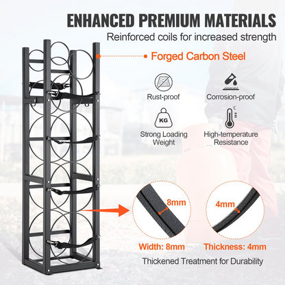 VEVOR Refrigerant Tank Rack, with 3 x 30lbs and Other 3 Small Bottle Tanks, Cylinder Tank Rack 12.79x12.99x47.12 in, Refrigerant Cylinder Rack and Holders for Freon, Gases, Oxygen, Nitrogen