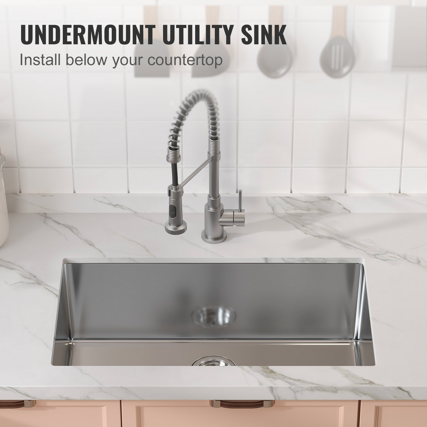 VEVOR Kitchen Sink, 304 Stainless Steel Drop-In Sinks, Undermount Single Bowl Basin with Accessories(Pack of 3), Household Dishwasher Sinks for Workstation, RV, Prep Kitchen, and Bar Sink, 30 inch"
