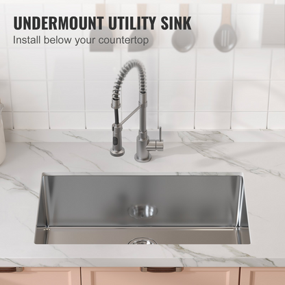 VEVOR Kitchen Sink, 304 Stainless Steel Drop-In Sinks, Undermount Single Bowl Basin with Accessories(Pack of 3), Household Dishwasher Sinks for Workstation, RV, Prep Kitchen, and Bar Sink, 30 inch"