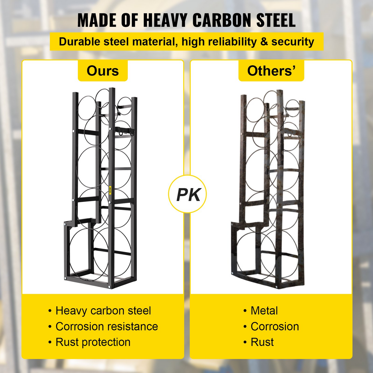 VEVOR Refrigerant Tank Rack with 1x50lb, 2x30lb and 3 Small Bottles Cylinder Tank Rack, 48.5x15x11 inch Refrigerant Cylinder Rack Gas Cylinder Racks and Holders for Gas Oxygen Nitrogen Storage
