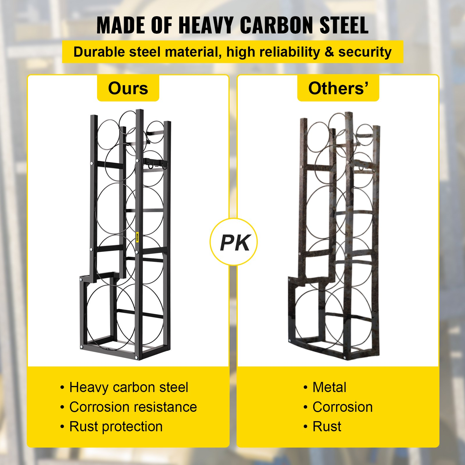 VEVOR Refrigerant Tank Rack with 1x50lb, 2x30lb and 3 Small Bottles Cylinder Tank Rack, 48.5x15x11 inch Refrigerant Cylinder Rack Gas Cylinder Racks and Holders for Gas Oxygen Nitrogen Storage