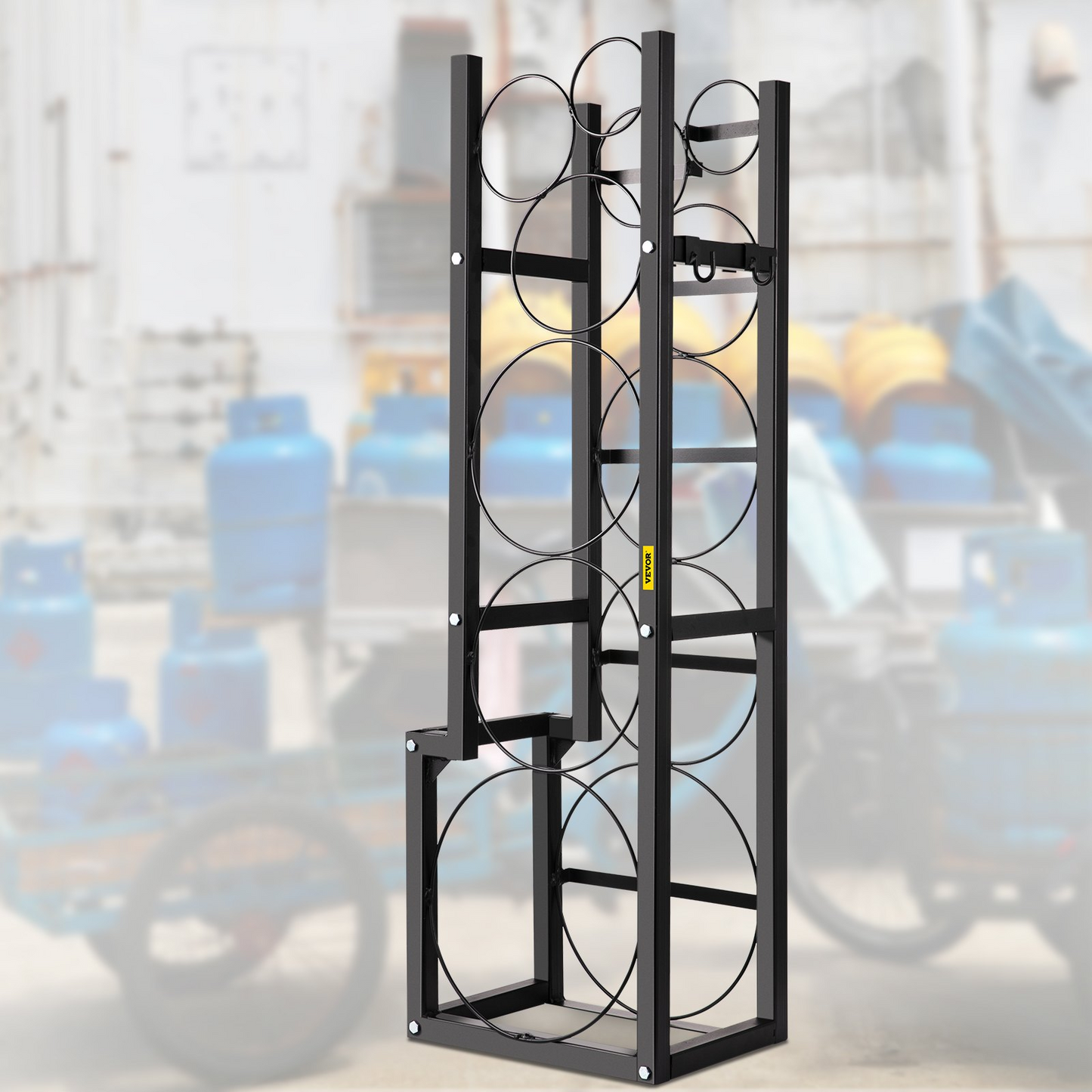 VEVOR Refrigerant Tank Rack with 1x50lb, 2x30lb and 3 Small Bottles Cylinder Tank Rack, 48.5x15x11 inch Refrigerant Cylinder Rack Gas Cylinder Racks and Holders for Gas Oxygen Nitrogen Storage