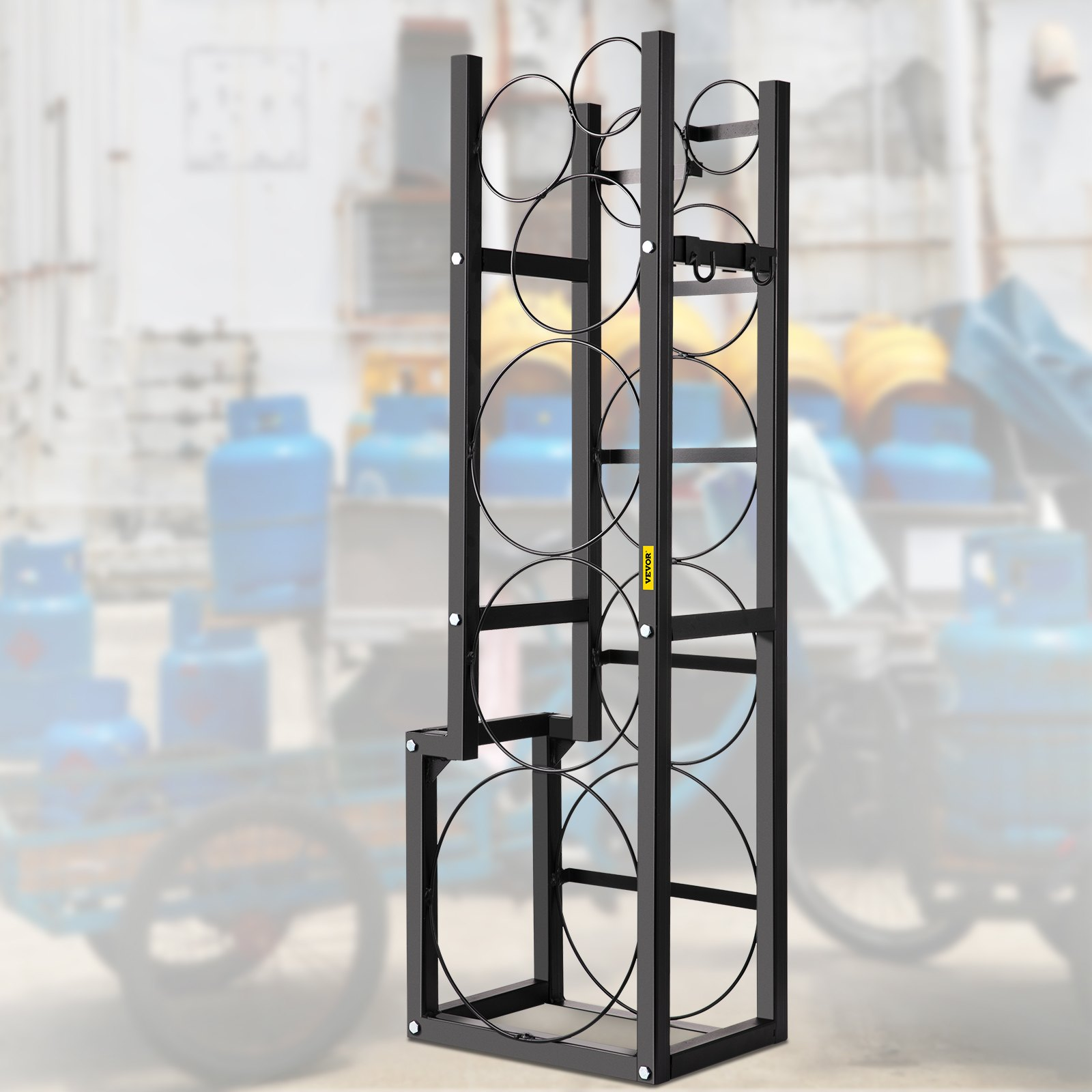 VEVOR Refrigerant Tank Rack with 1x50lb, 2x30lb and 3 Small Bottles Cylinder Tank Rack, 48.5x15x11 inch Refrigerant Cylinder Rack Gas Cylinder Racks and Holders for Gas Oxygen Nitrogen Storage