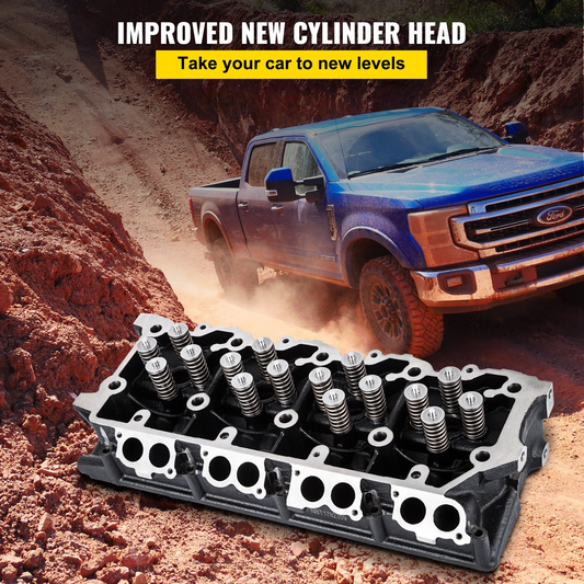VEVOR Cylinder Head Assembled, Engine Cylinder Head Assembly Replacement 6.4L, Cast Iron Cylinder Head Fit for 08-10 Ford F250 F350 F450 F550