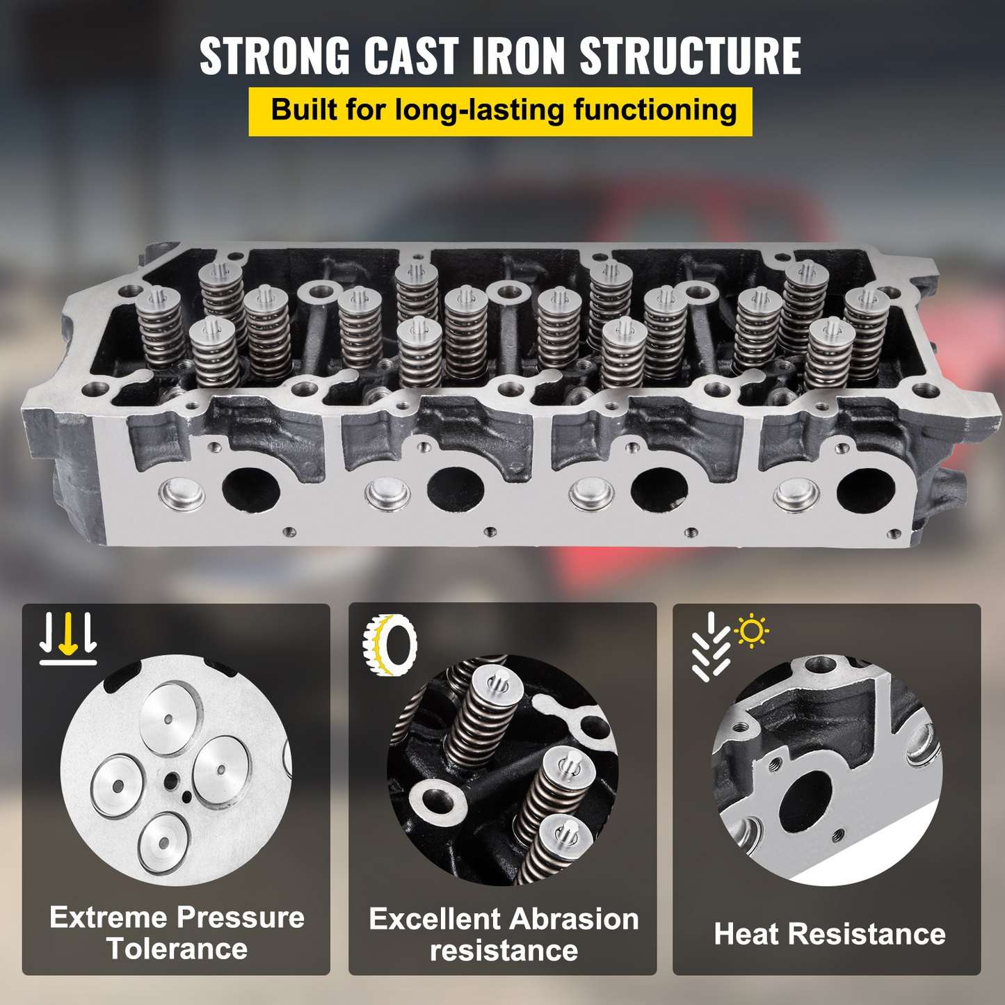 VEVOR Cylinder Head Assembled, Engine Cylinder Head Assembly Replacement 6.4L, Cast Iron Cylinder Head Fit for 08-10 Ford F250 F350 F450 F550