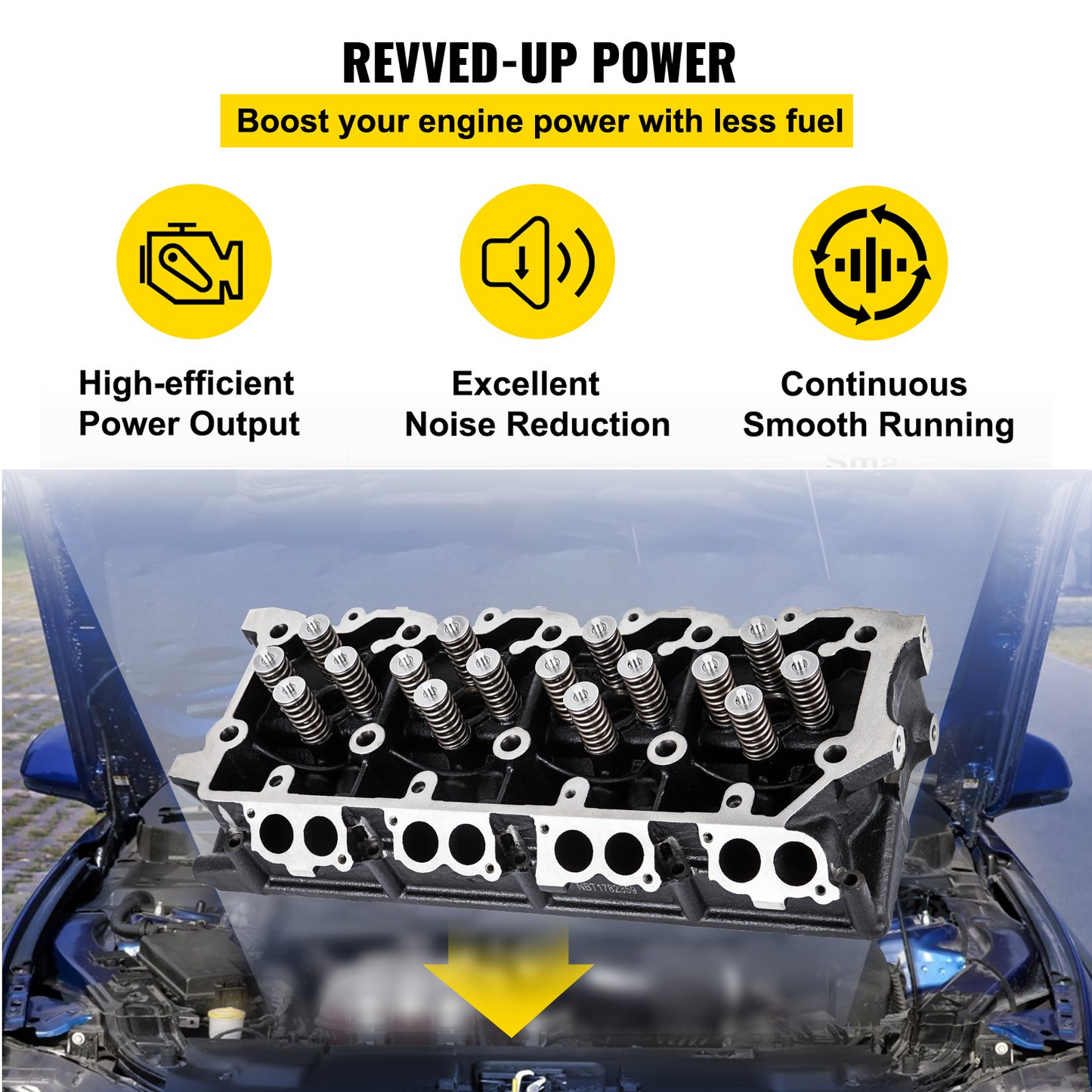 VEVOR Cylinder Head Assembled, Engine Cylinder Head Assembly Replacement 6.4L, Cast Iron Cylinder Head Fit for 08-10 Ford F250 F350 F450 F550