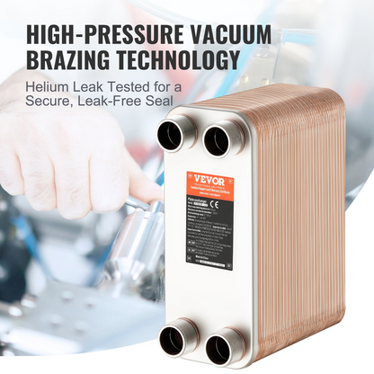 VEVOR 80 Plate Heat Exchanger 4*1-1/4" MNPT Ports 5"x 12" Brazed 316L St. Steel - Shoppe Emporium