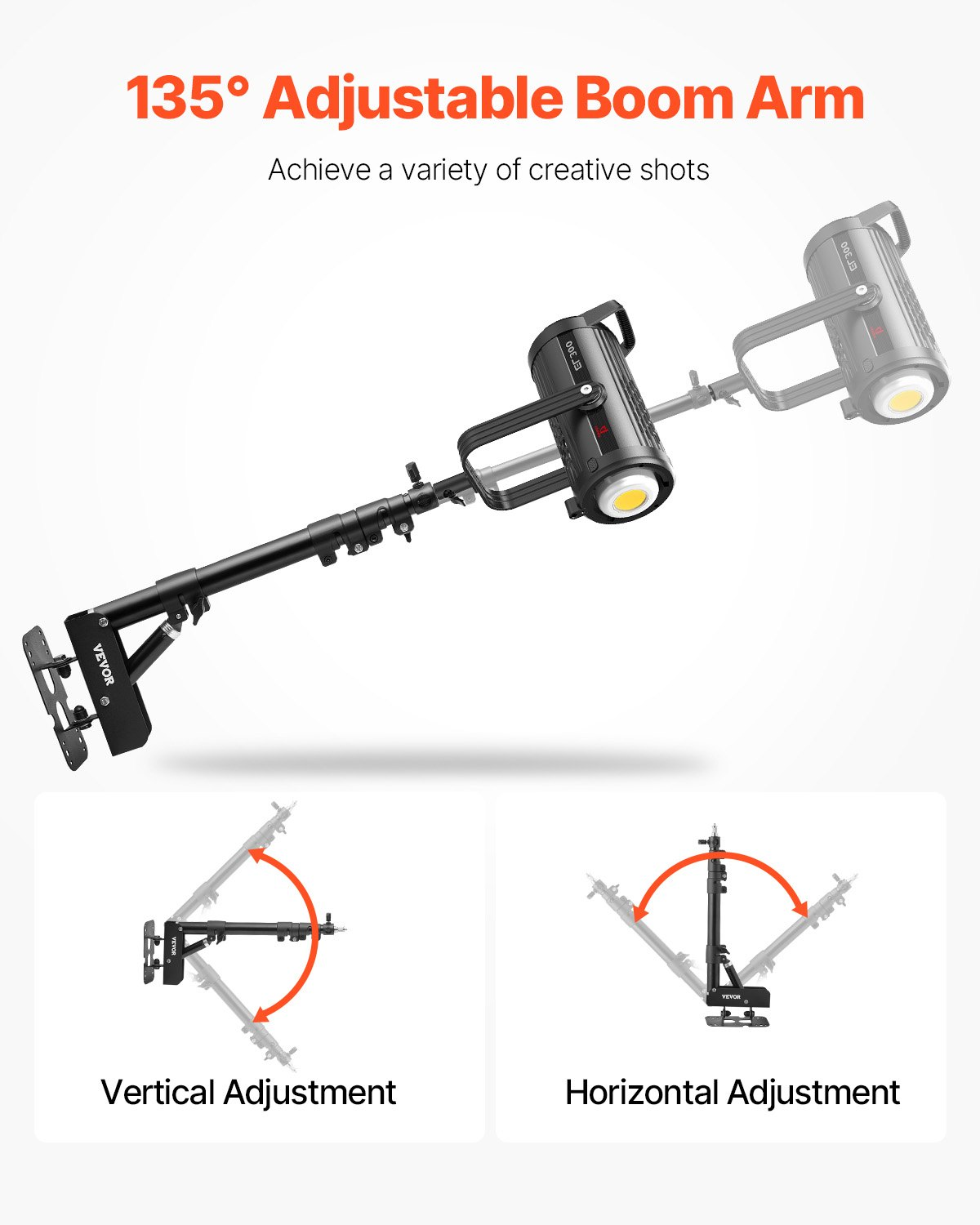 VEVOR Wall Mount Triangle Boom Arm Light Stand 39.37in/100cm Ring Light Support