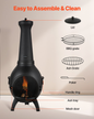 VEVOR 18 In Chiminea Outdoor Wood Burning Firepit with Grill Mesh & Chimney Coat