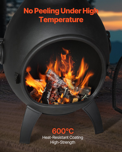 VEVOR 18 In Chiminea Outdoor Wood Burning Firepit with Grill Mesh & Chimney Coat