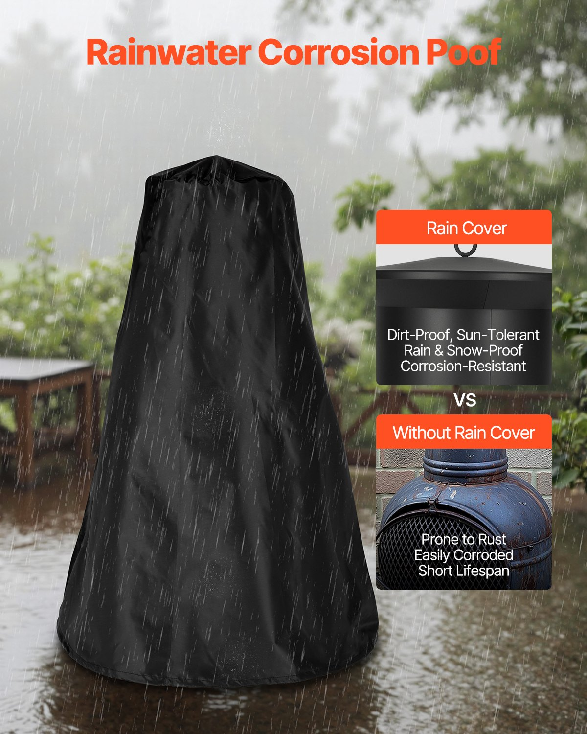 VEVOR 22 Inch Chiminea Outdoor Iron Fireplace with Grill Mesh & Chimney Coat