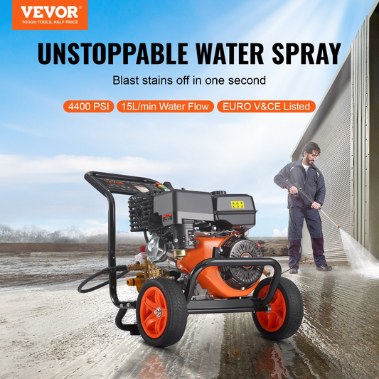 VEVOR Gas Pressure Washer 4400 PSI 15L/min 4 GPM with 5 Nozzle Set for Cars