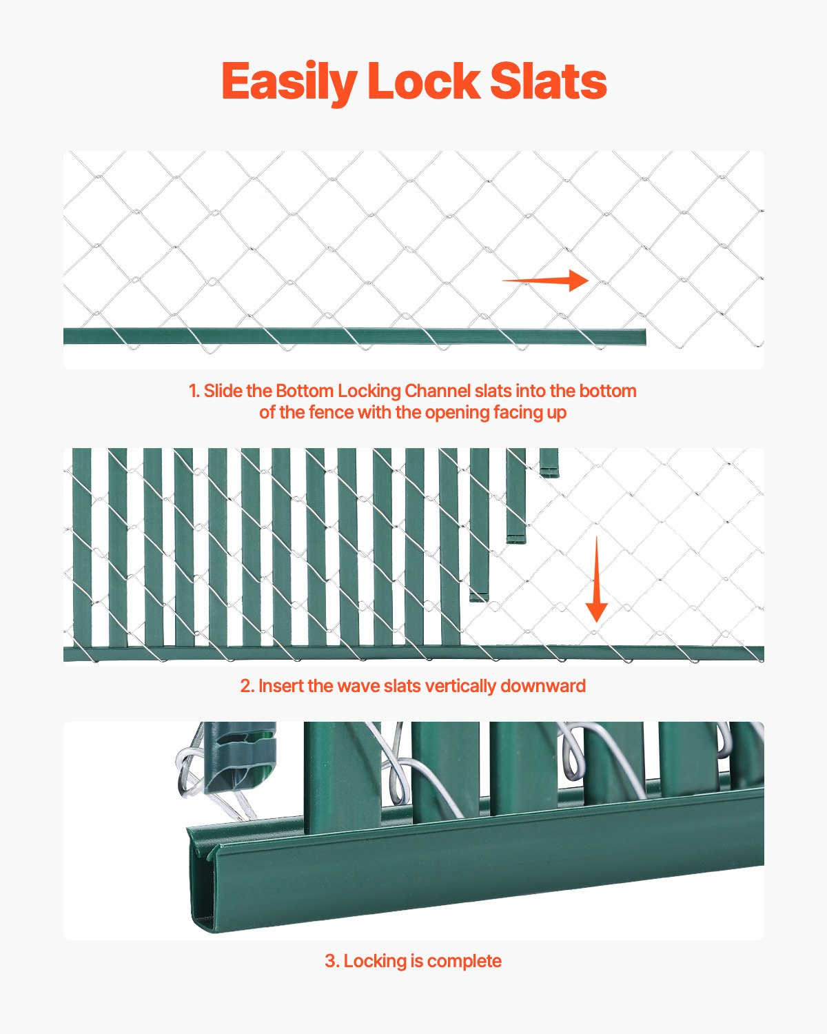 VEVOR Chain Link Fence Privacy Slats Double-Wall for 4' High Fence Bottom Lock