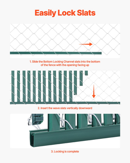VEVOR Chain Link Fence Privacy Slats Double-Wall for 4' High Fence Bottom Lock