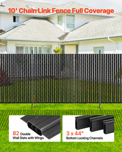 VEVOR Chain Link Fence Privacy Slats Double-Wall with Wings for 6' High Fence