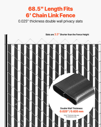 VEVOR Chain Link Fence Privacy Slats Double-Wall for 6' High Fence Bottom Lock