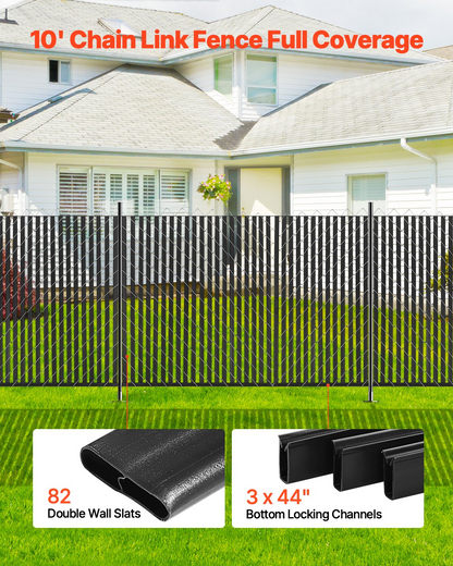 VEVOR Chain Link Fence Privacy Slats Double-Wall for 6' High Fence Bottom Lock