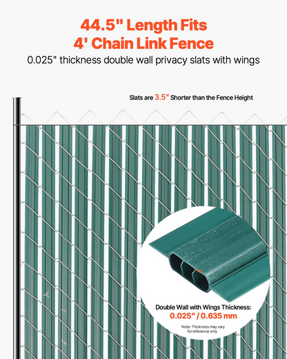 VEVOR Chain Link Fence Privacy Slats Double-Wall with Wings for 4' High Fence
