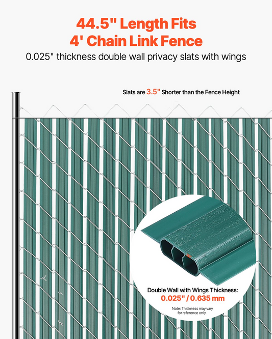 VEVOR Chain Link Fence Privacy Slats Double-Wall with Wings for 4' High Fence