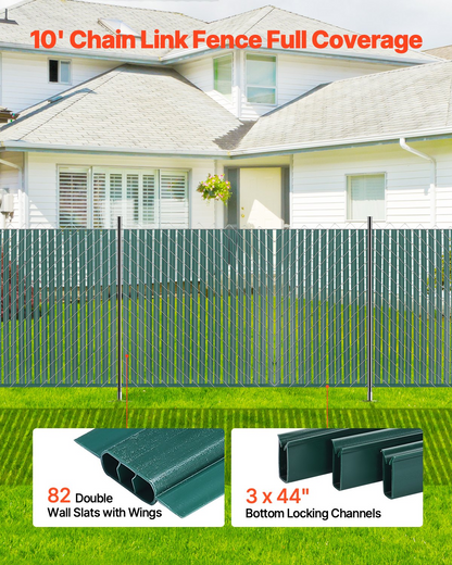 VEVOR Chain Link Fence Privacy Slats Double-Wall with Wings for 4' High Fence