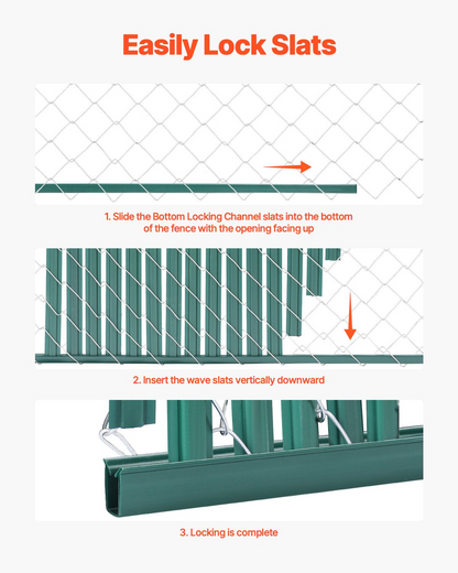 VEVOR Chain Link Fence Privacy Slats Double-Wall with Wings for 4' High Fence