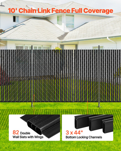 VEVOR Chain Link Fence Privacy Slats Double-Wall with Wings for 8' High Fence