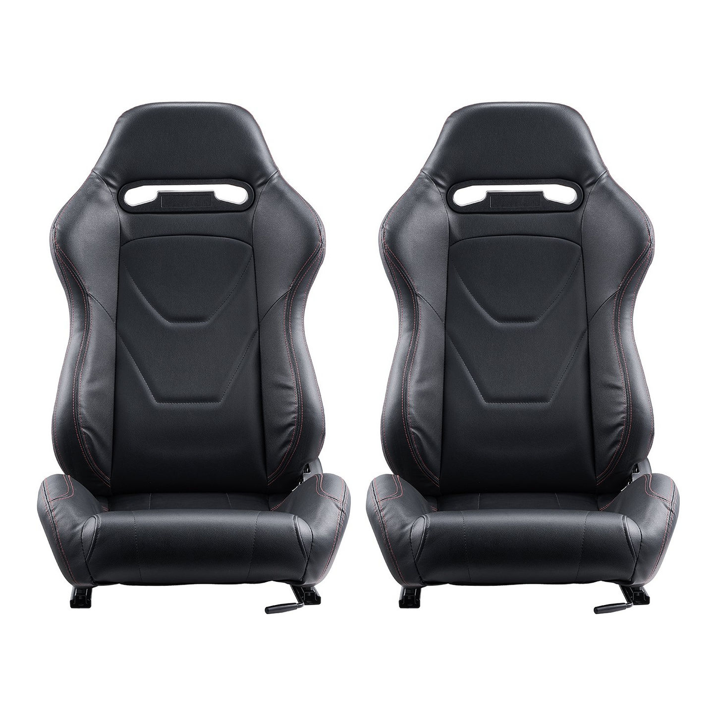 VEVOR 2 Set Racing Seat Adjustable Racing Chair with PVC Leather & Q235B Slider