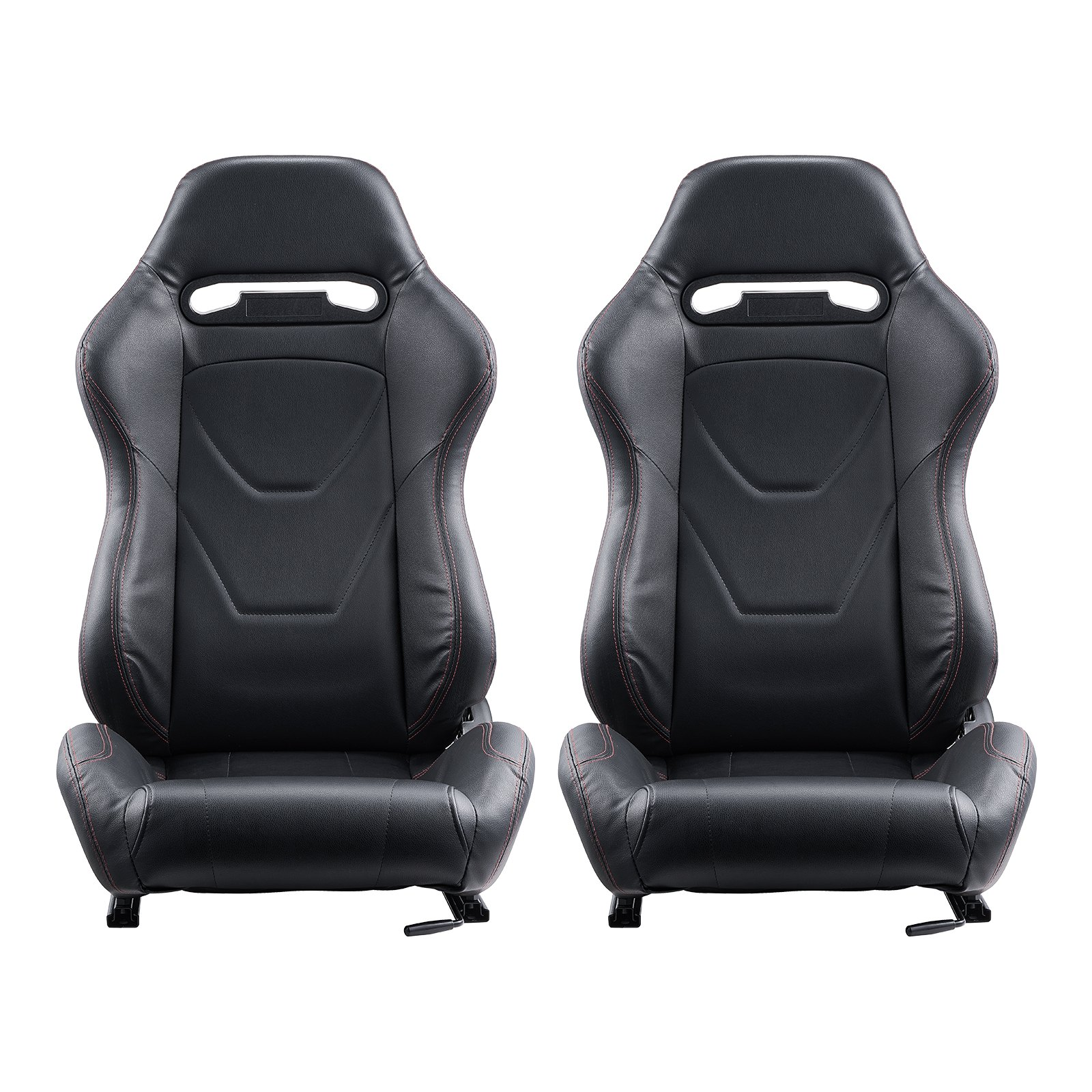 VEVOR 2 Set Racing Seat Adjustable Racing Chair with PVC Leather & Q235B Slider