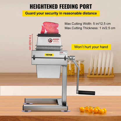 VEVOR Meat Tenderizer Machine, 5 in/12.5 cm Cutting Width, Manual Steak Tenderizer with Stainless Steel Blades and C-Clamp Combs, Heavy Duty Construction Used for Tendering Pork Beef Mutton