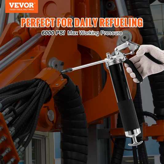VEVOR Pistol Grip Grease Gun 6000PSI 397 g Heavy Duty Manual Grease Gun Flex Hose