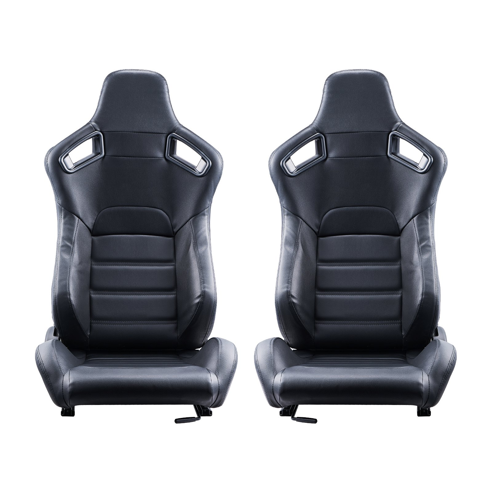 VEVOR 2 Set Racing Seat Adjustable Racing Chair with PVC Leather & Q235B Slider
