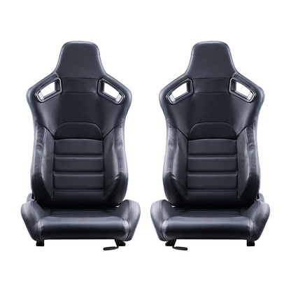 VEVOR 2 Set Racing Seat Adjustable Racing Chair with PVC Leather & Q235B Slider