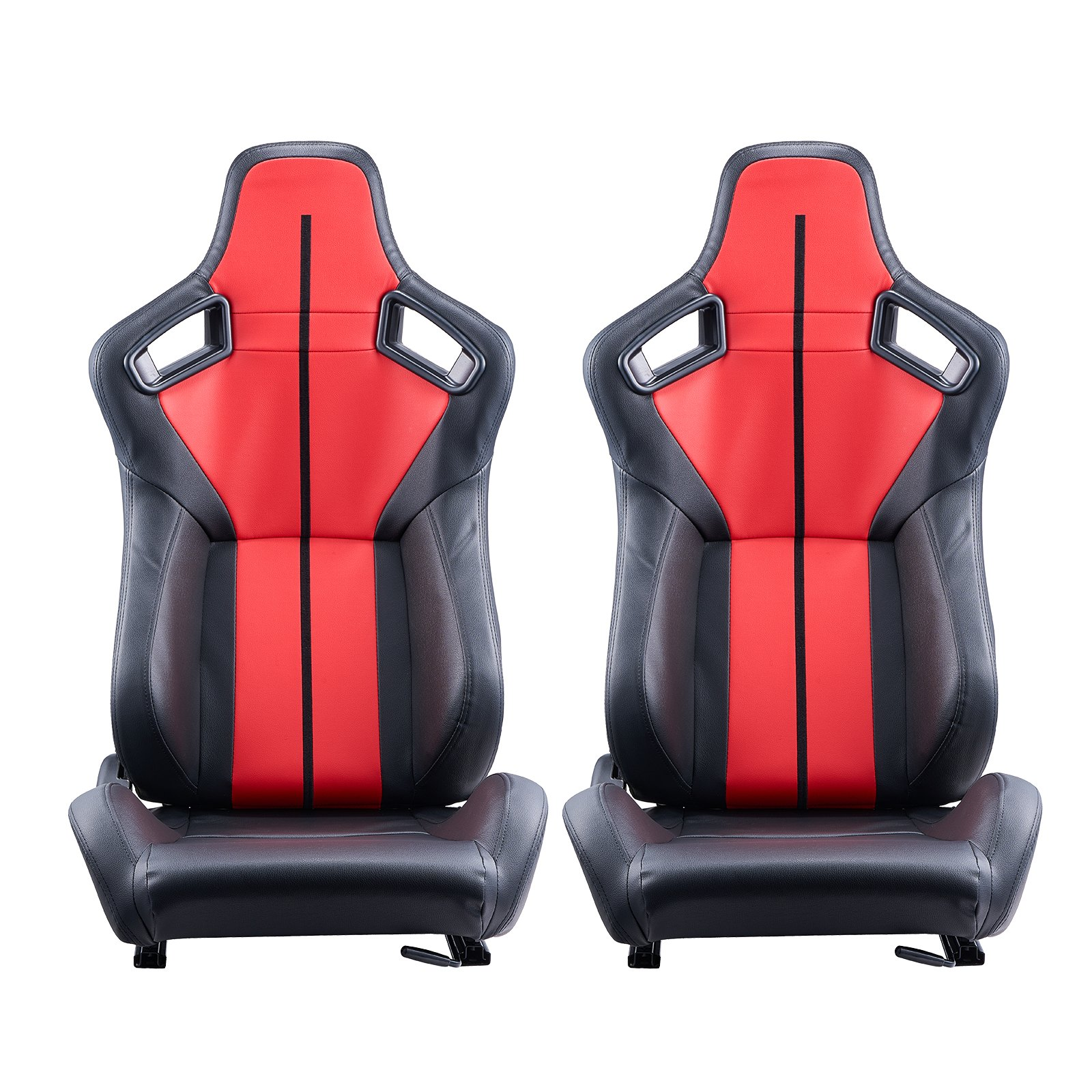 VEVOR 2 Set Racing Seat Adjustable Racing Chair with PVC Leather & Q235B Slider