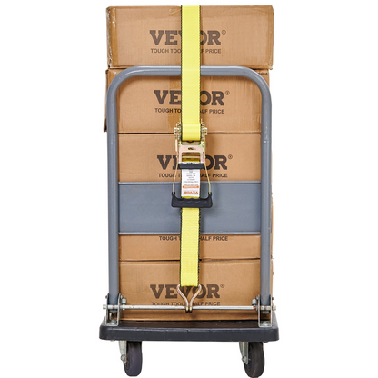 VEVOR Ratchet Tie Down Straps (4PK), 5000 lb Break Strength, Double J Hook Includes 4 Premium 2" x 15' Rachet Tie Downs with Padded Handles, for Moving Securing Cargo, Appliances, Lawn Equipment