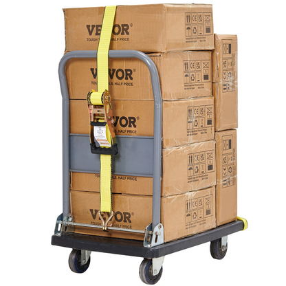 VEVOR Ratchet Tie Down Straps (4PK), 10000 lb Break Strength, Double J Hook Includes 4 Premium 2" x 27' Rachet Tie Downs with Padded Handles, for Moving Securing Cargo, Appliances, Lawn Equipment