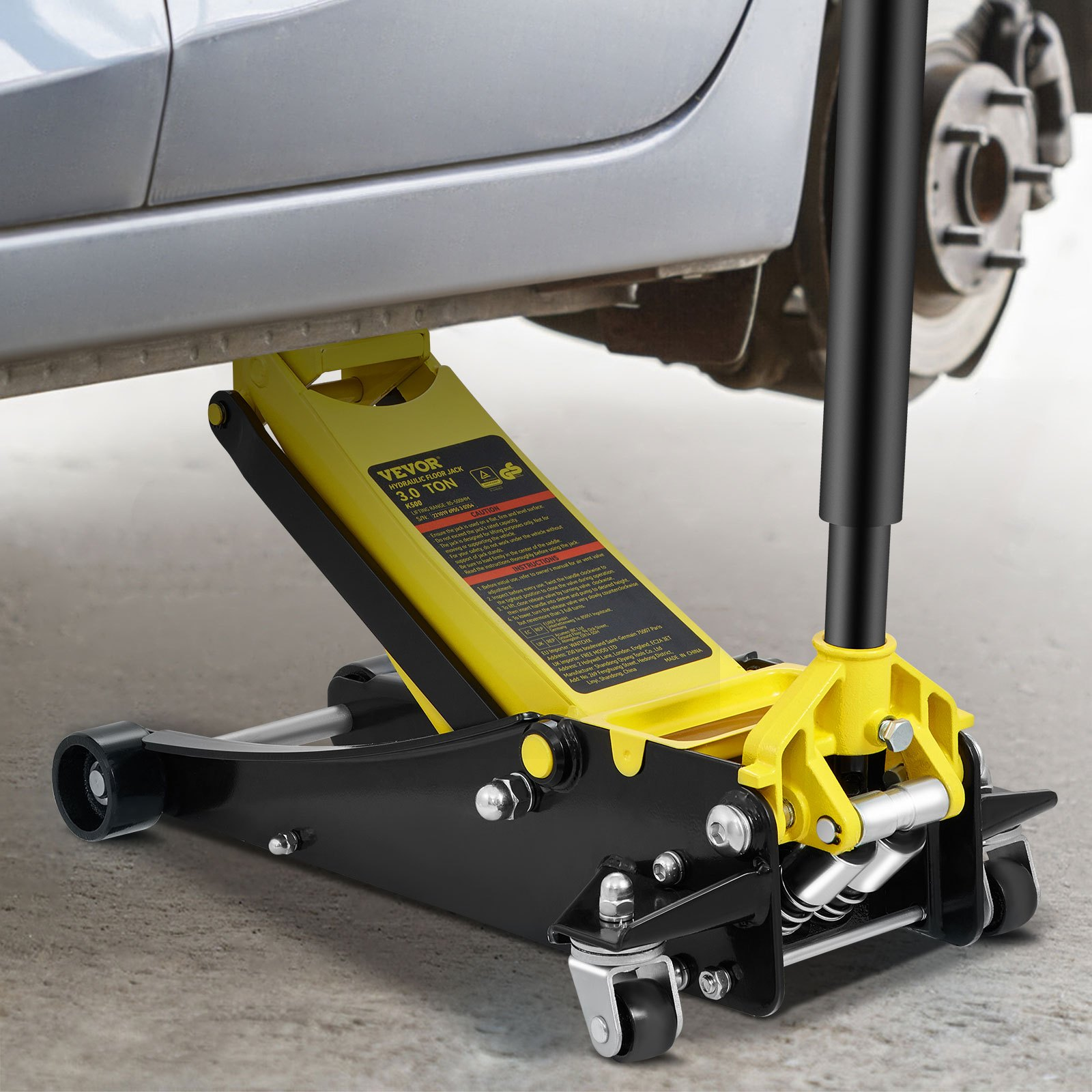 VEVOR Low Profile Floor Jack 3 Ton Heavy Duty Steel Dual Piston Rapid Pump